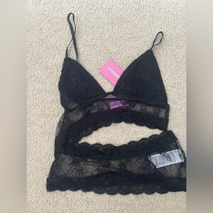 Edikted Black Lace Tank Top with Sheer Detailing